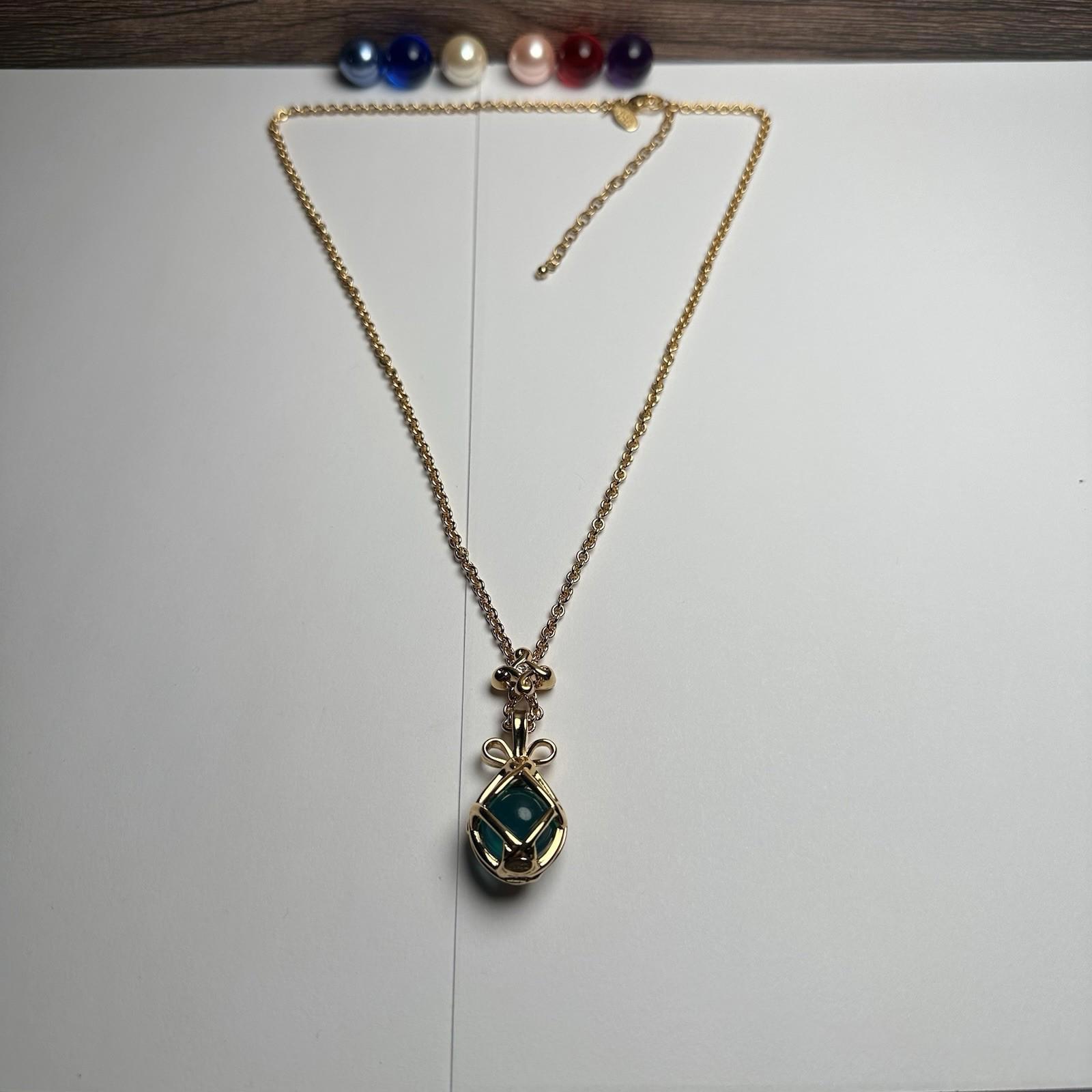 Joan Rivers Caged Egg Pendant 7 Interchangeable Colors Gold Tone Chain Necklace 39$